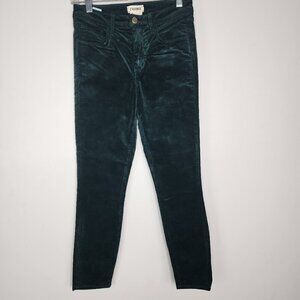 NWT L'AGENCE Margot High Rise Skinny Velvet Jeans Emerald Green Size 25